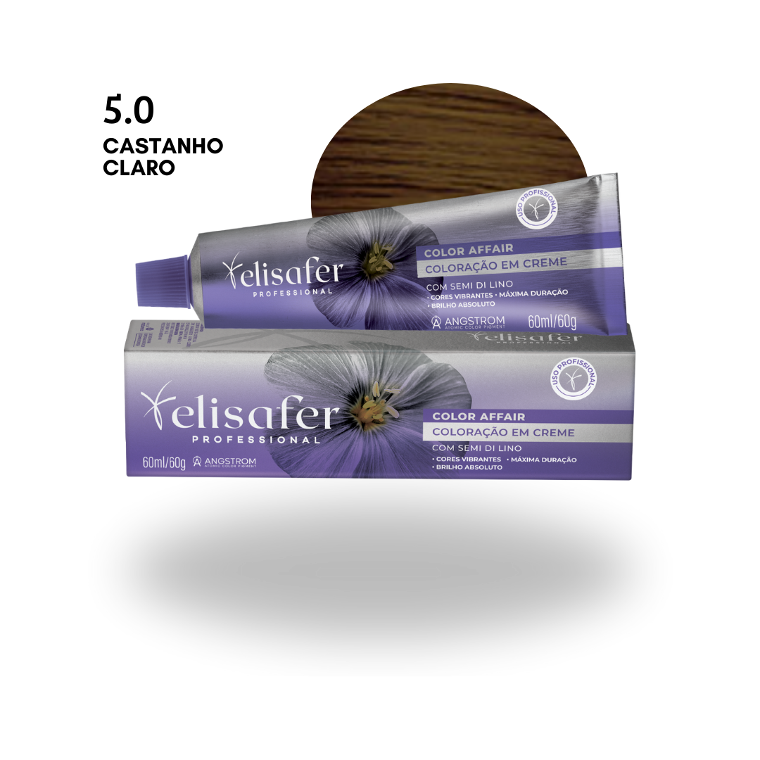 Elisafer Color Affair 5.0 Castanho Claro Permanente 60g