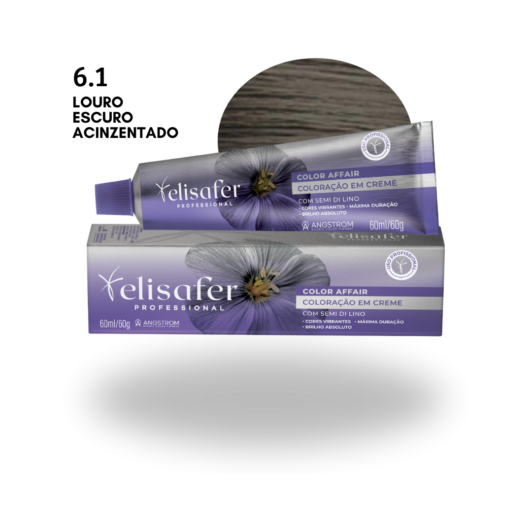 Elisafer Color Affair 6.1 Louro Escuro Acinzentado Permanente 60g