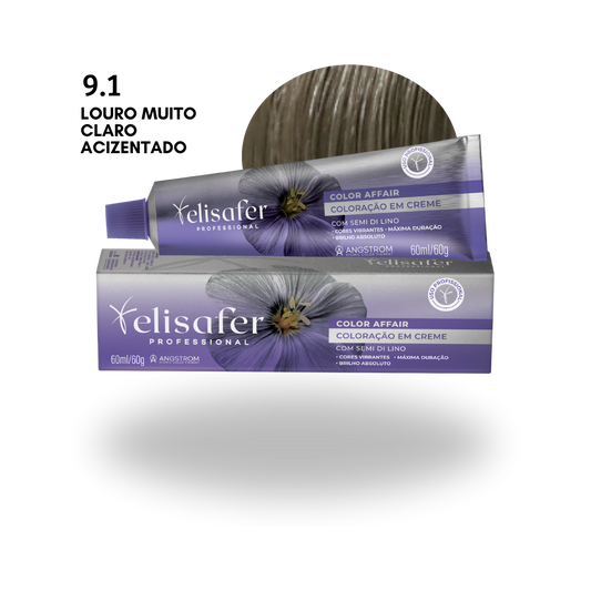 Elisafer Color Affair 9.1 Louro Muito Claro Acinzentado 60g